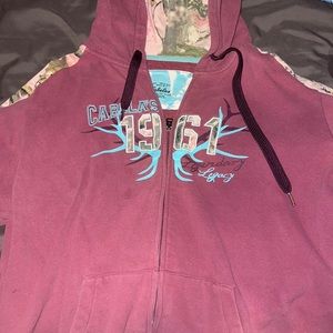 Camo pink zip up hoodie